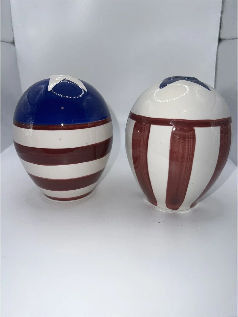 Large Patriotic Salt And Pepper Shakers And Napkin Holder